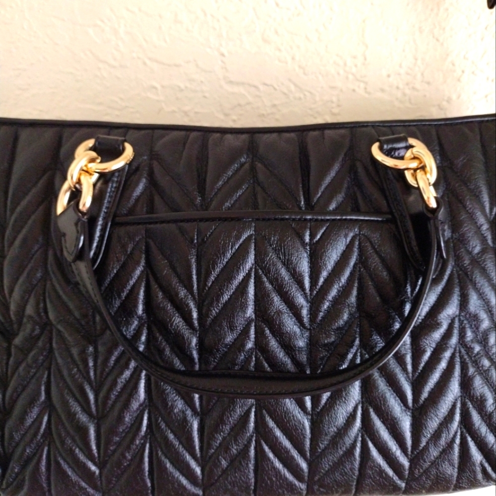 COACH Ally Satchel Black quilted Crossbody Hand Bag - Picture 11 of 15